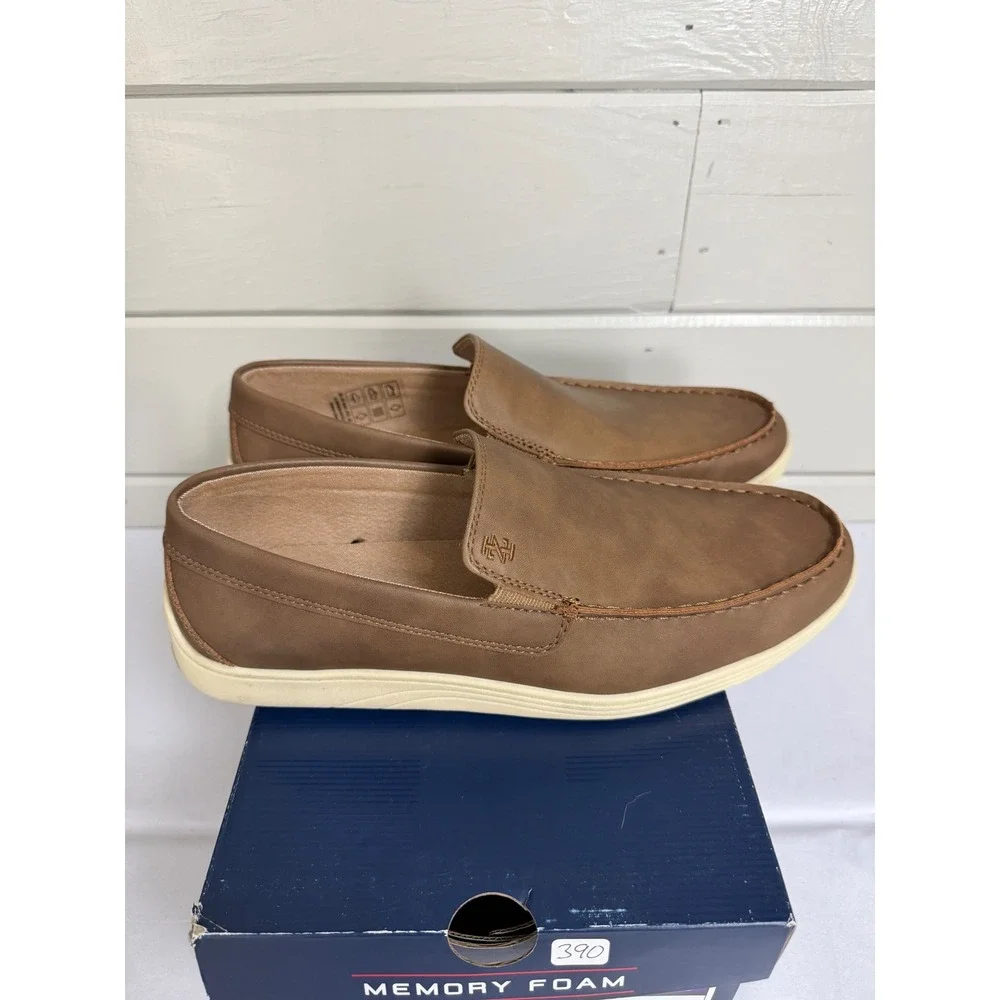 IZOD Mens Seapoint Loafers Size 10 Tan Memory Foam Slip On Shoes 1861593